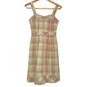 3-FOR-$30 Fossil Sz S Fitted Jumper Dress Sweetheart Neckline Plaid Cotton Retro